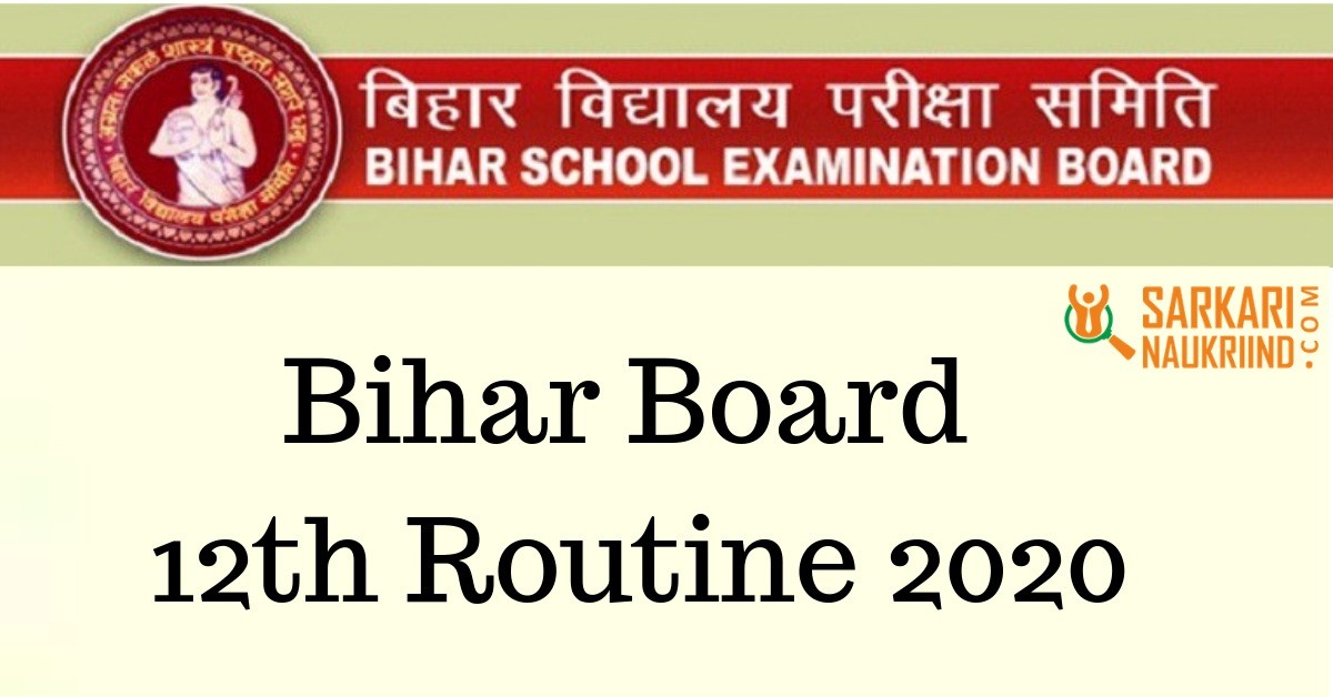 Bihar Board 12th Routine 2020