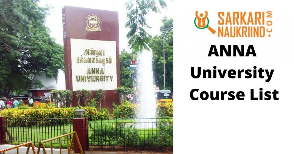 ANNA University Course List